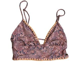 O’Neill Floral Bikini Top Mauve Dusty Pink Orange Size Small New without Tags